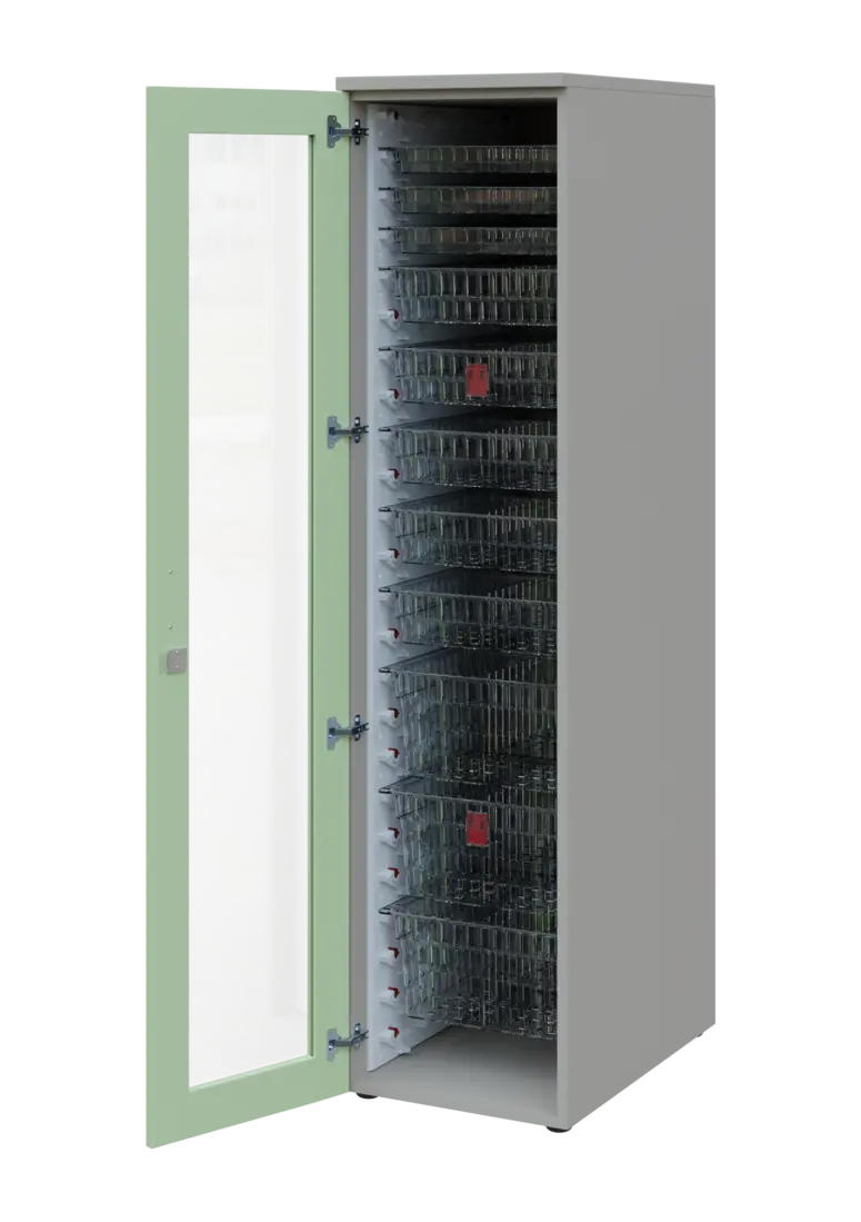 EUROMEDICA S - 46 TRANSPARENT skříň léková boxová, 1-dveřová/prosklená, levá, 1950x460x735, korpus š
